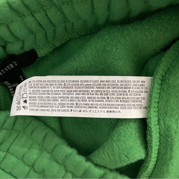 NWT Forever 21 Fleece Drawstring Joggers Women’s Small Green High Waist Pockets - Picture 10 of 10